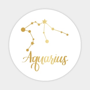 Aquarius Zodiac Constellation in Gold Magnet